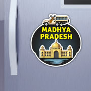 Madhya Pradesh Indian State Theme Souvenir Wooden Refrigerator Stylish Fridge Magnet Hover