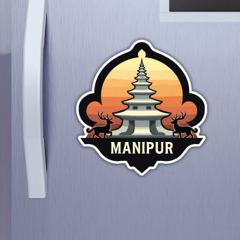 Manipur Indian State Theme Souvenir Wooden Refrigerator Stylish Fridge Magnet Hover