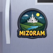 Mizoram Indian State Theme Souvenir Wooden Refrigerator Stylish Fridge Magnet Hover
