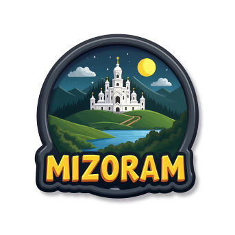 Mizoram Indian State Theme Souvenir Wooden Refrigerator Stylish Fridge Magnet