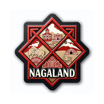 Nagaland Indian State Theme Souvenir Wooden Refrigerator Stylish Fridge Magnet