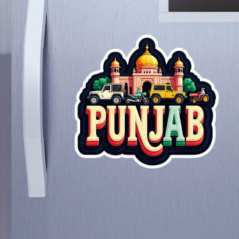 Punjab Indian State Theme Souvenir Wooden Refrigerator Stylish Fridge Magnet Hover