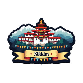 Sikkim Indian State Theme Souvenir Wooden Refrigerator Stylish Fridge Magnet