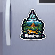 Uttrakhand Indian State Theme Souvenir Wooden Refrigerator Stylish Fridge Magnet Hover