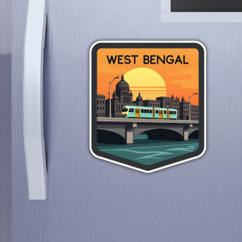 West Bengal Indian State Theme Souvenir Wooden Refrigerator Stylish Fridge Magnet Hover