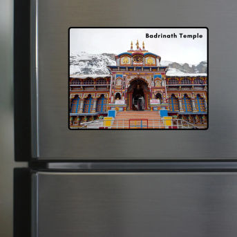Badrinath Temple Theme Souvenir Wooden Refrigerator Stylish Fridge Magnet Hover