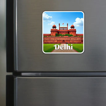 Delhi Theme Souvenir Wooden Refrigerator Stylish Fridge Magnet Hover