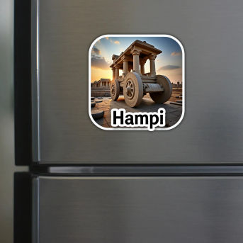 Hampi Theme Souvenir Wooden Refrigerator Stylish Fridge Magnet Hover
