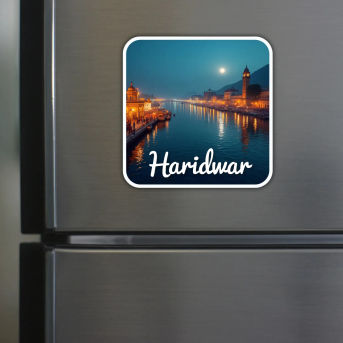 Haridwar Theme Souvenir Wooden Refrigerator Stylish Fridge Magnet Hover