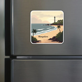Mangaluru Theme Souvenir Wooden Refrigerator Stylish Fridge Magnet Hover