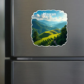 Mizoram India State Theme Souvenir Wooden Refrigerator Stylish Fridge Magnet Hover