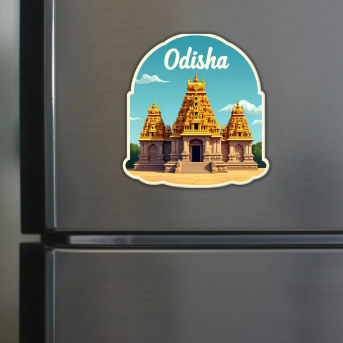 Odisha Theme Souvenir Wooden Refrigerator Stylish Fridge Magnet Hover