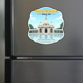 Prem Mandir Theme Souvenir Wooden Refrigerator Stylish Fridge Magnet Hover