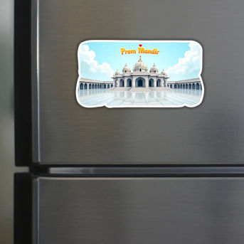 Prem Mandir Theme Souvenir Wooden Refrigerator Stylish Fridge Magnet Hover