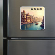 Varanasi Theme Souvenir Wooden Refrigerator Stylish Fridge Magnet Hover