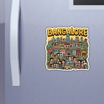 Bangalore City Theme Souvenir Wooden Refrigerator Stylish Fridge Magnet Hover