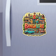 Bangalore City Theme Souvenir Wooden Refrigerator Stylish Fridge Magnet Hover