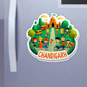 Chandigarh City Theme Souvenir Wooden Refrigerator Stylish Fridge Magnet Hover
