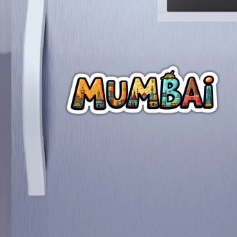 Mumbai City Theme Souvenir Wooden Refrigerator Stylish Fridge Magnet Hover
