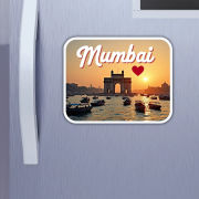 Mumbai City Theme Souvenir Wooden Refrigerator Stylish Fridge Magnet Hover