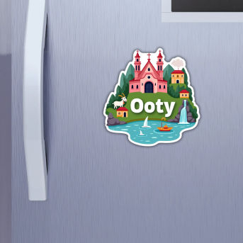 Ooty City Theme Souvenir Wooden Refrigerator Stylish Fridge Magnet Hover