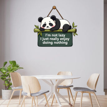 Lazy Panda Printed Wooden Wall Hanging with Quotes for Home Office Decor Hover