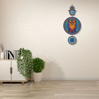 Owl Shape Wooden Wall Hanging For Home & Kitchen Decor Hover