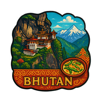 Bhutan Country Theme Souvenir Wooden Refrigerator Stylish Fridge Magnet
