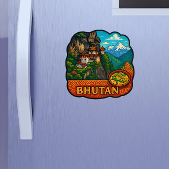 Bhutan Country Theme Souvenir Wooden Refrigerator Stylish Fridge Magnet Hover