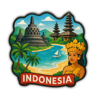 Indonesia Country Theme Souvenir Wooden Refrigerator Stylish Fridge Magnet
