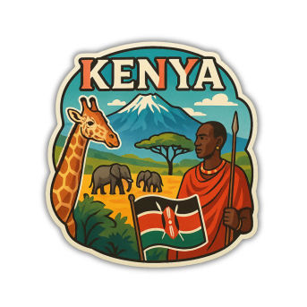 Kenya Country Theme Souvenir Wooden Refrigerator Stylish Fridge Magnet