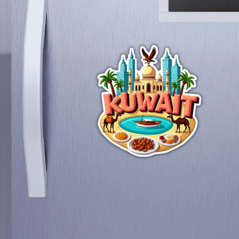 Kuwait Country Theme Souvenir Wooden Refrigerator Stylish Fridge Magnet Hover
