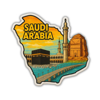 Saudi Arabia Country Theme Souvenir Wooden Refrigerator Stylish Fridge Magnet