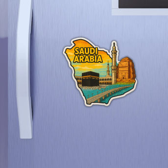 Saudi Arabia Country Theme Souvenir Wooden Refrigerator Stylish Fridge Magnet Hover