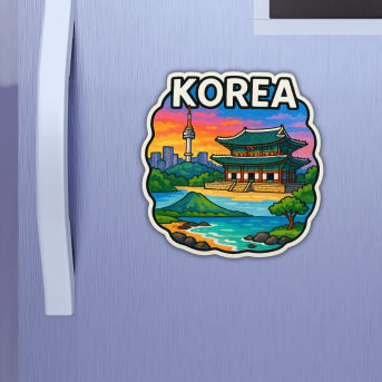 South Korea Country Theme Souvenir Wooden Refrigerator Stylish Fridge Magnet Hover