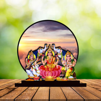 Laxmi Ganesh Saraswati Idol for Car Dashbord Accessories Murti Statue for Home Decor Hover