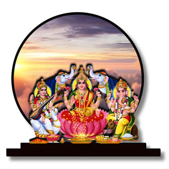 Laxmi Ganesh Saraswati Idol for Car Dashbord Accessories Murti Statue for Home Decor