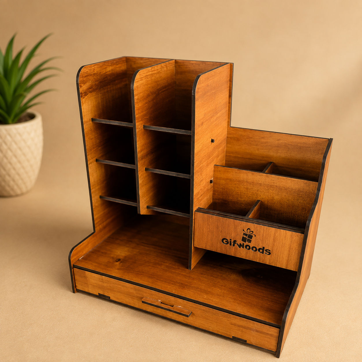 Premium Wooden Multipurpose Desk Organizer