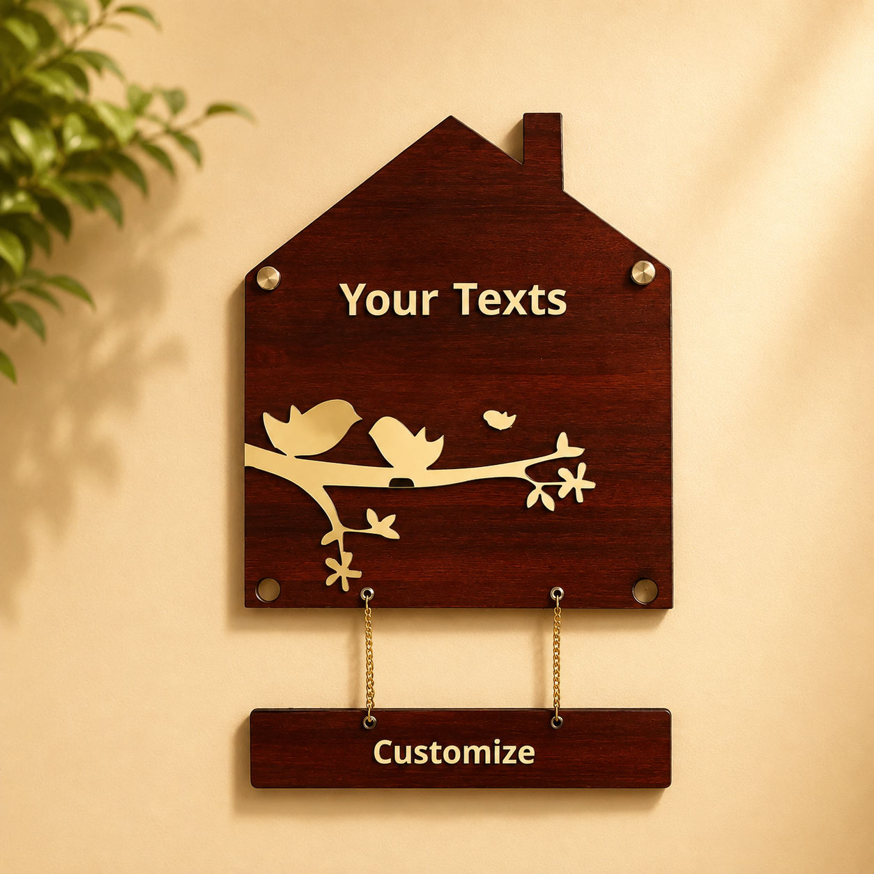 Personalized House-Shaped Wooden Name Board