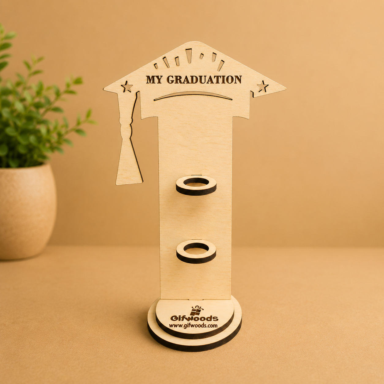 Wooden Graduation Pen Stand