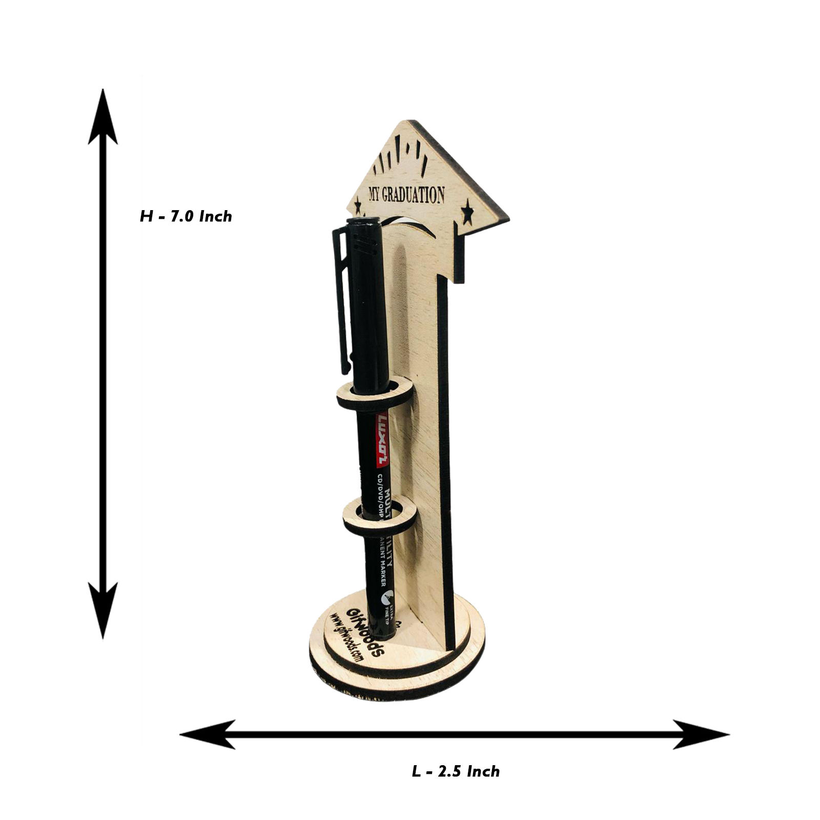 Wooden Graduation Pen Stand - 2