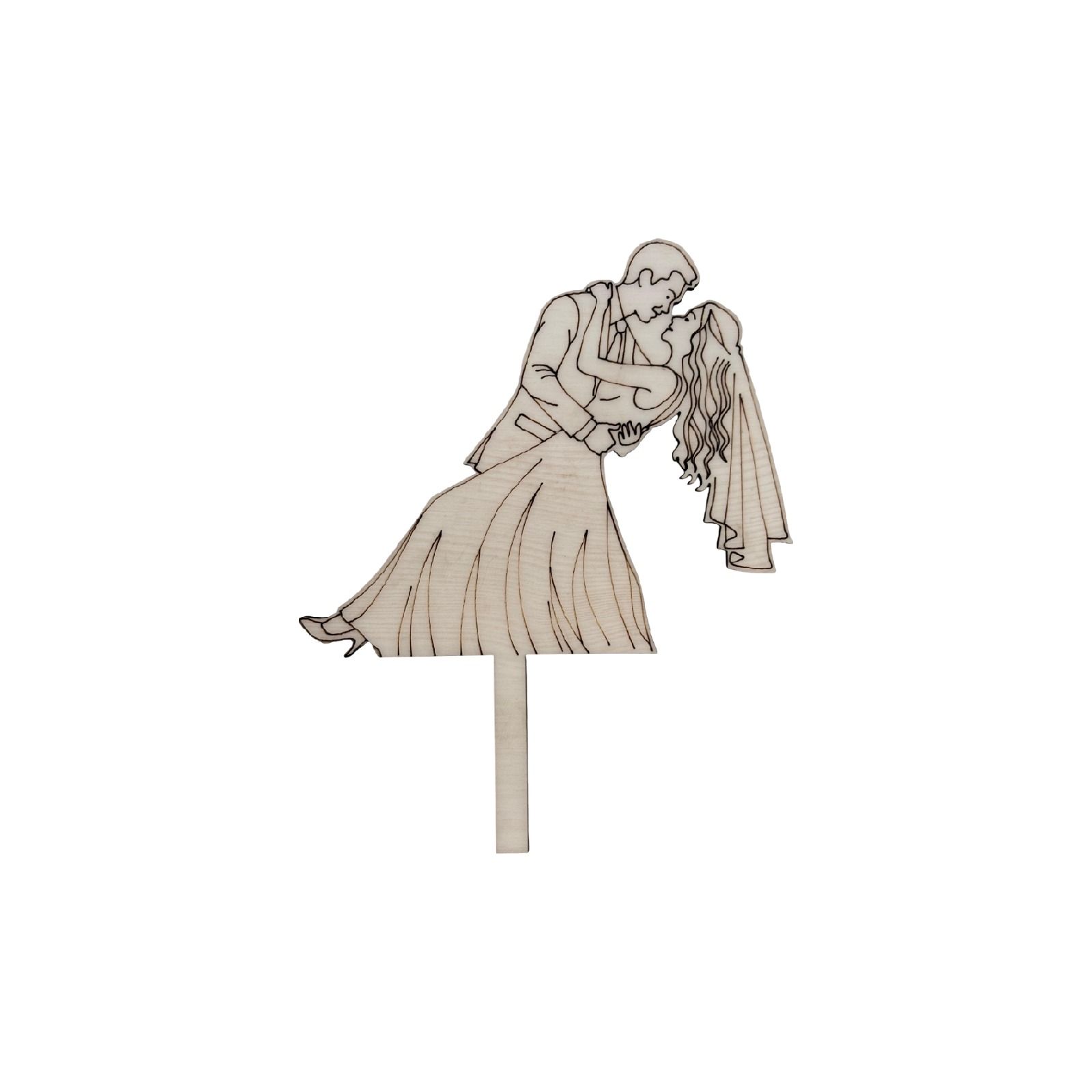 Wooden Wedding Couple Cake Topper