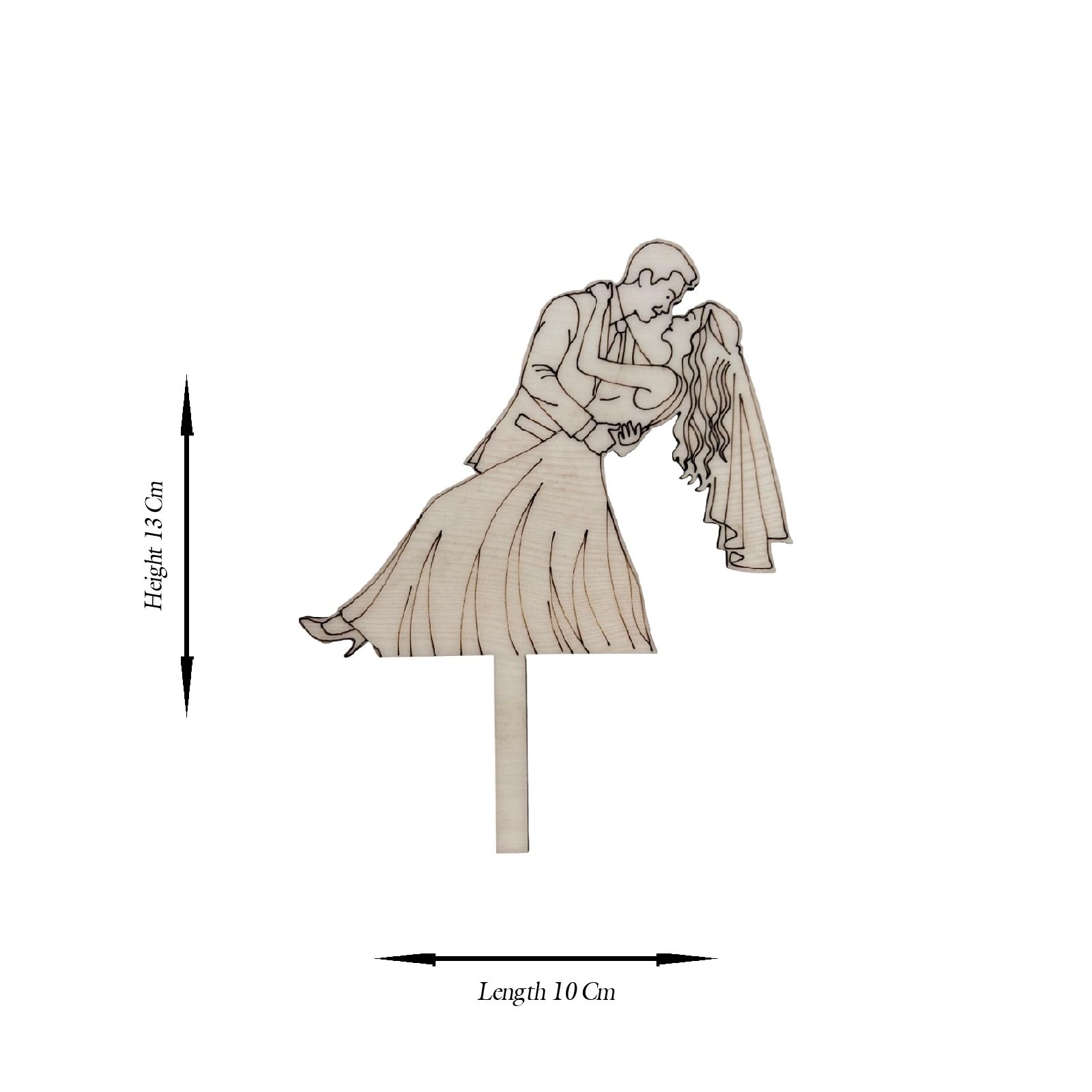 Wooden Wedding Couple Cake Topper - 2