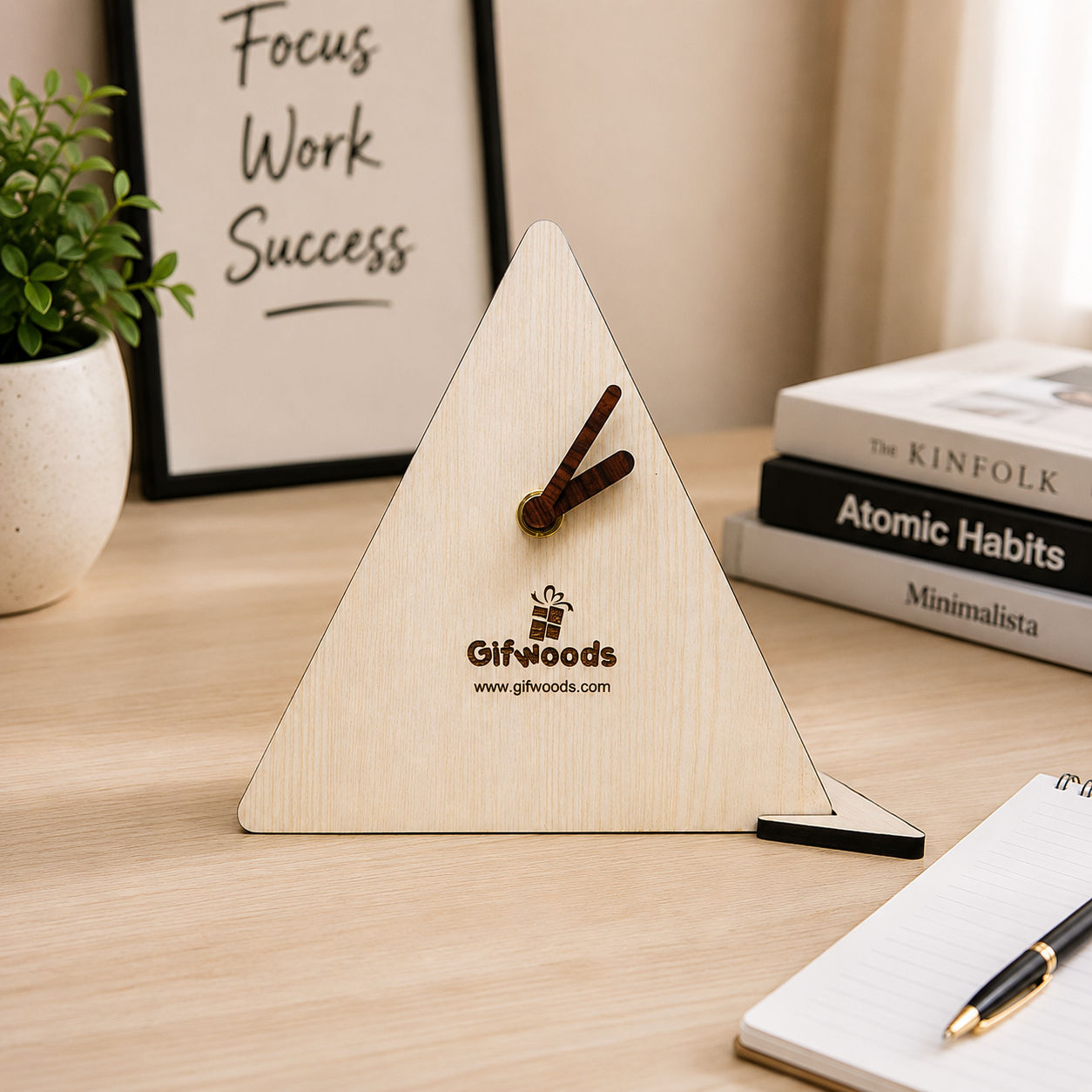 Triangle Wooden Table Clock - 4