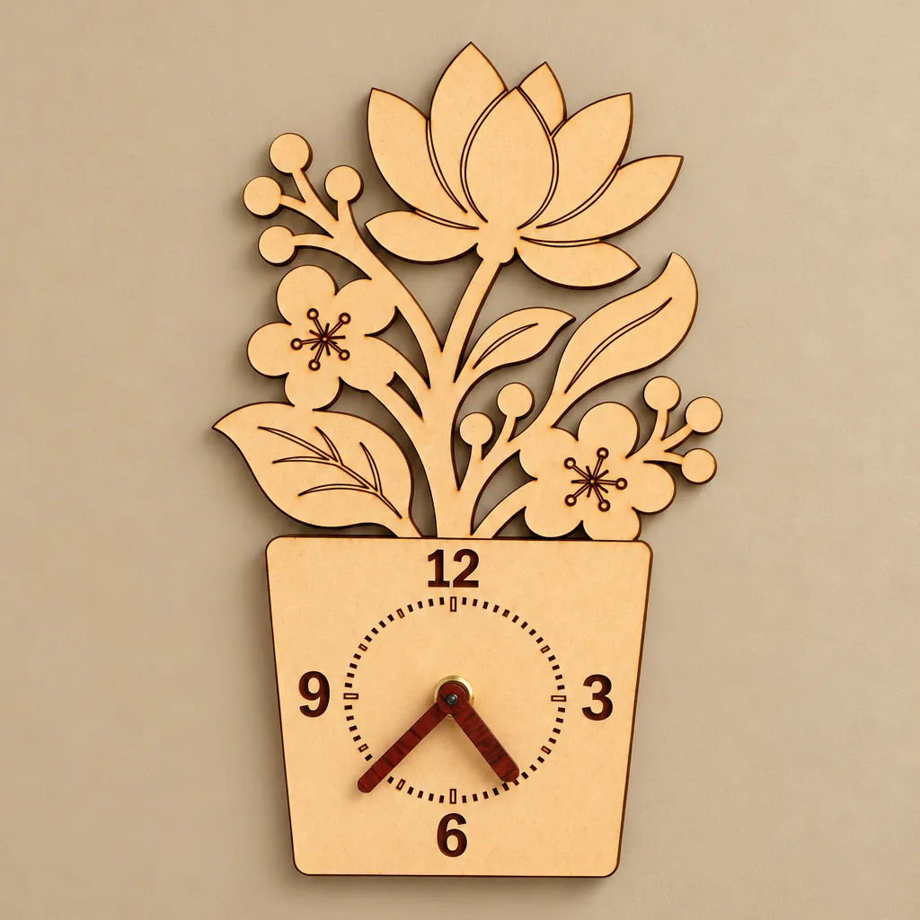 Floral Wooden Clock