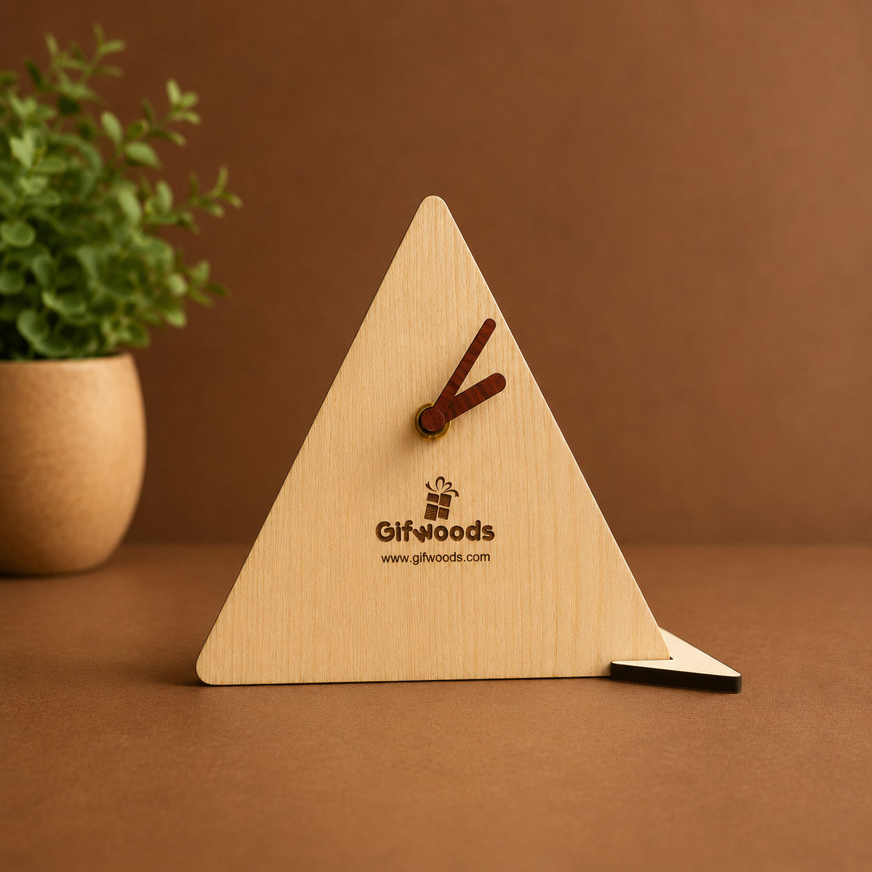 Triangle Wooden Table Clock