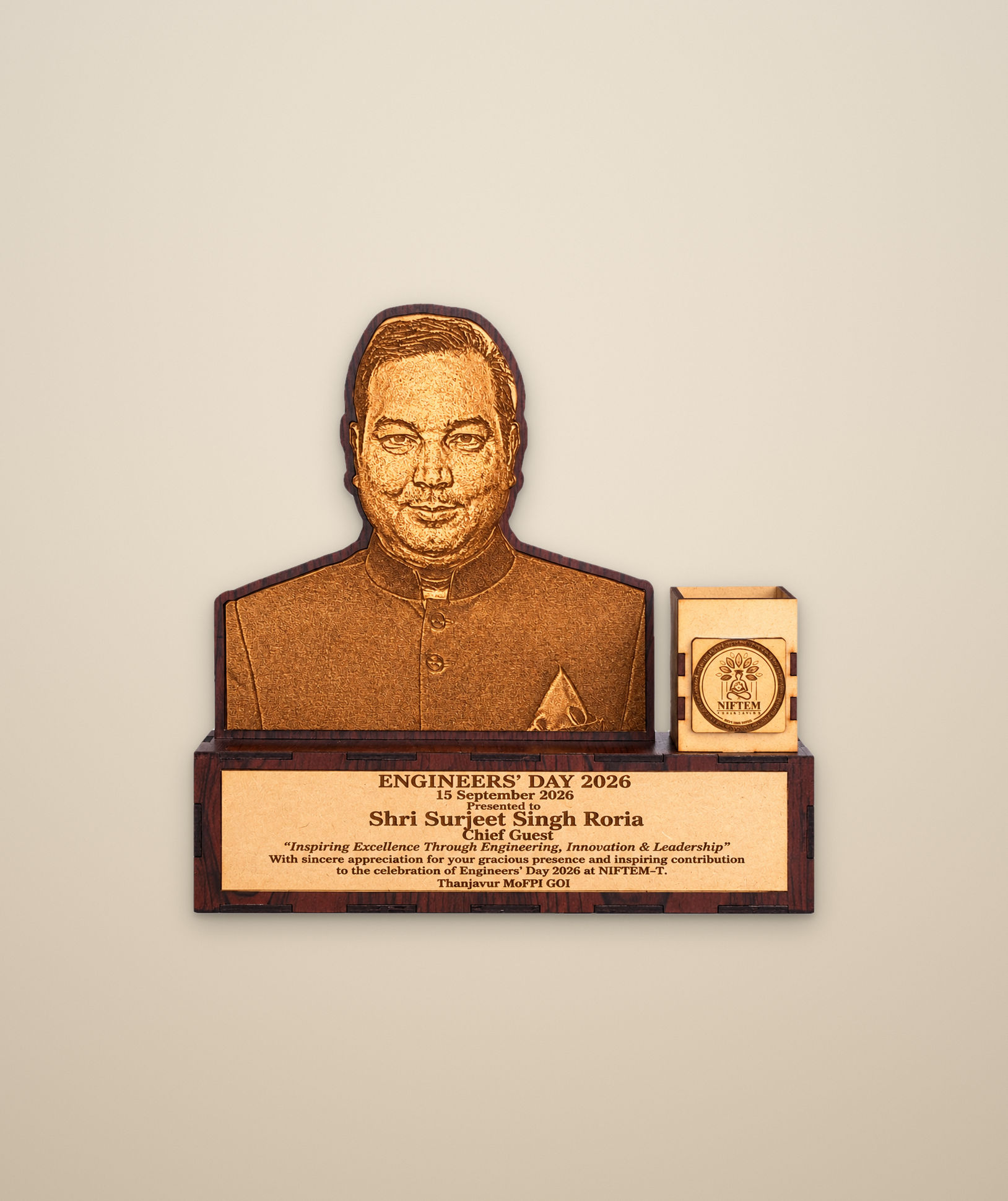 Customized Engineers’ Day 2026 Wooden Memento