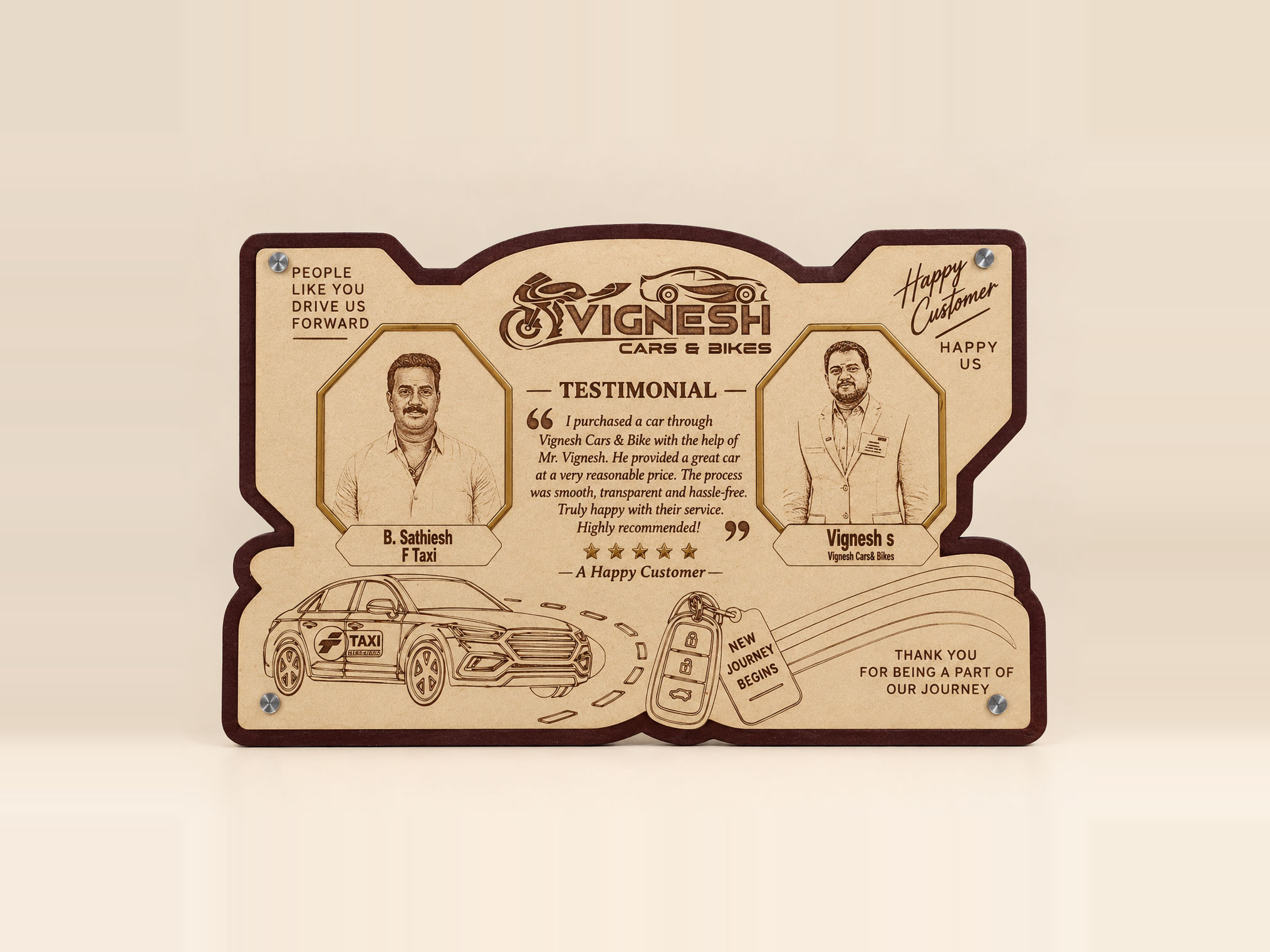Wooden Engraved Testimonial Plaque