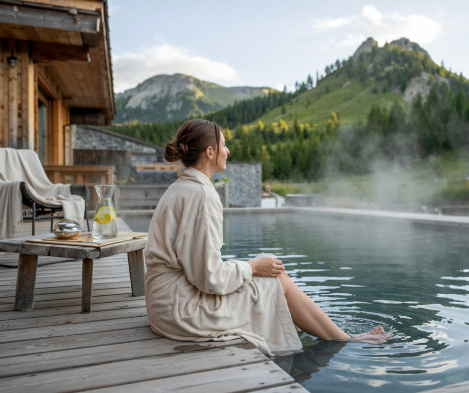 Thermal spa pool with mountain views in Slovenia