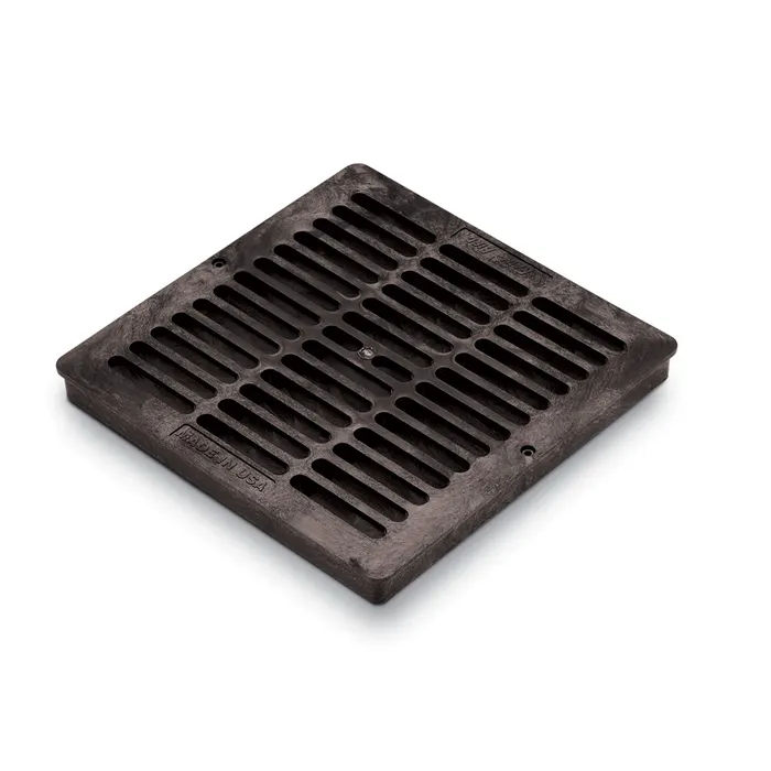 12 inch Plastic Square Flat Drainage Grate - Black